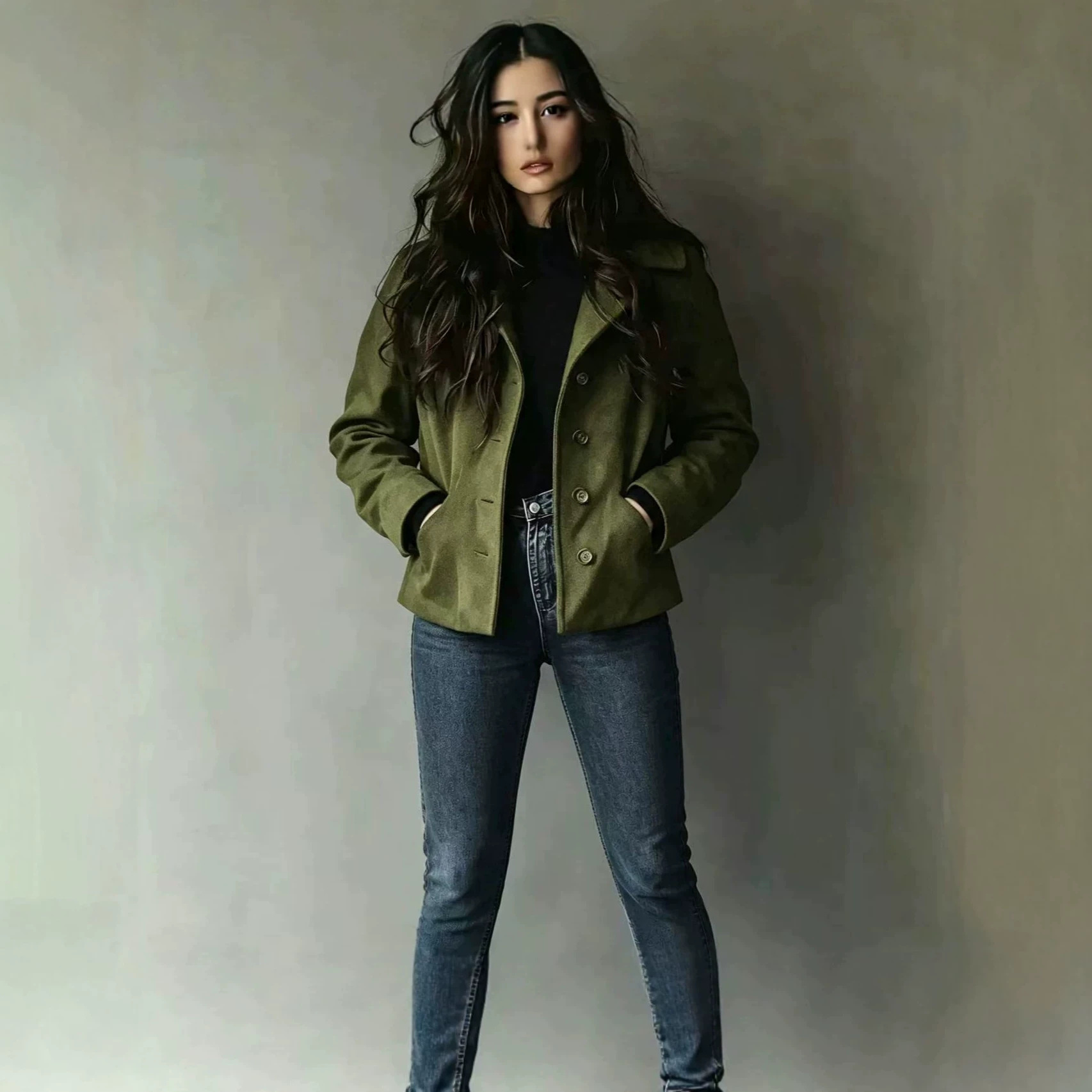 Womens Fallwinter Short Wool Coat With A Lapel Collar - Image 3