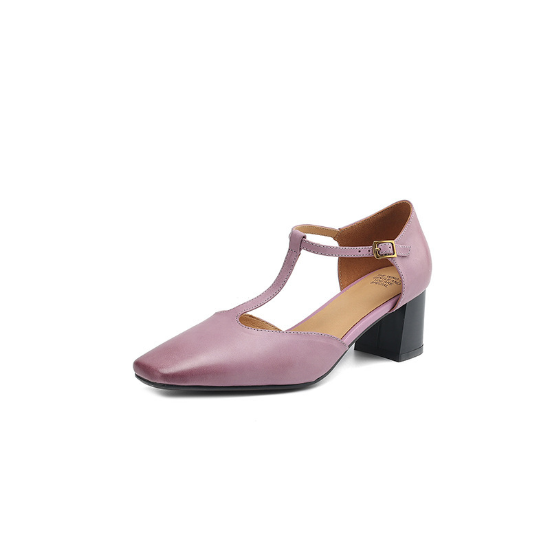 Summer New Square-toe Chunky-heel Fashion Sandals, Hollow-out T-strap Shoes - Image 8
