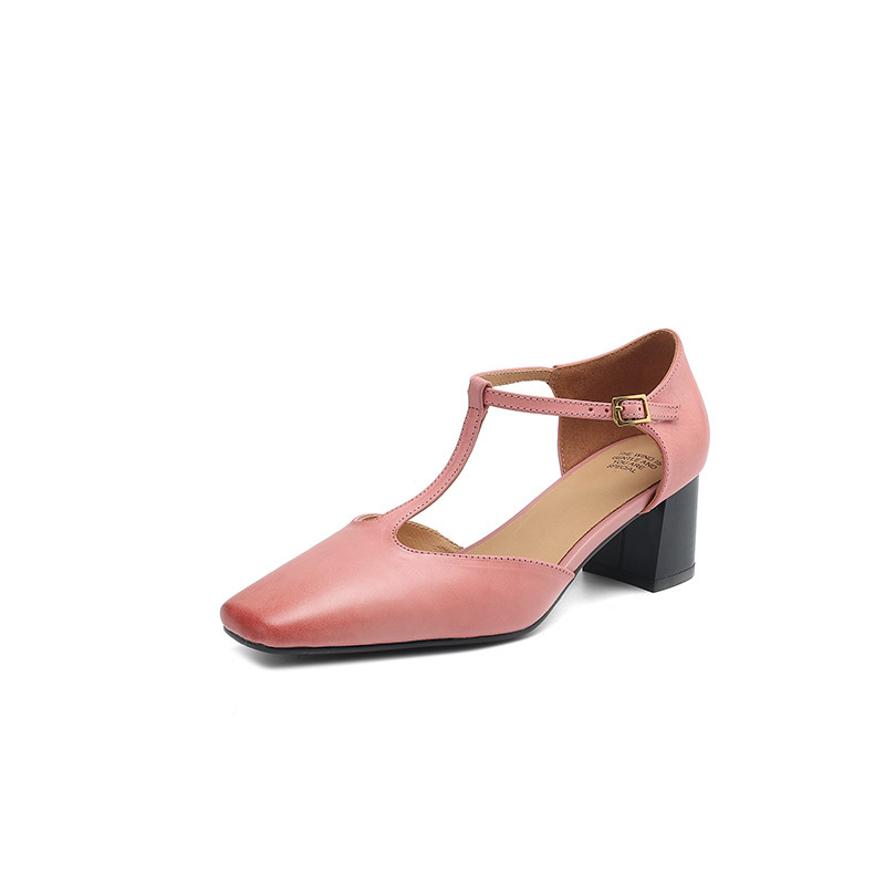 Summer New Square-toe Chunky-heel Fashion Sandals, Hollow-out T-strap Shoes - Image 7