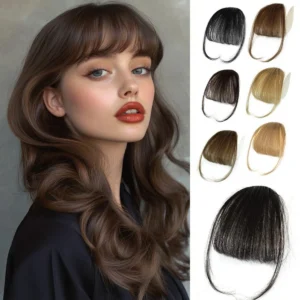 Real Human Hair Wispy Bangs with Temples,Curved Fringe Hair Accessories,Clip in Air Bangs,Kawaii Hairpieces Quick Hair Change