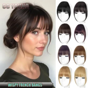 Wispy French Human Hair Bangs Clip on Light Air Bangs for Women Daily Use Black,Brown,Burg,Blond Color Bangs Hair Extensions