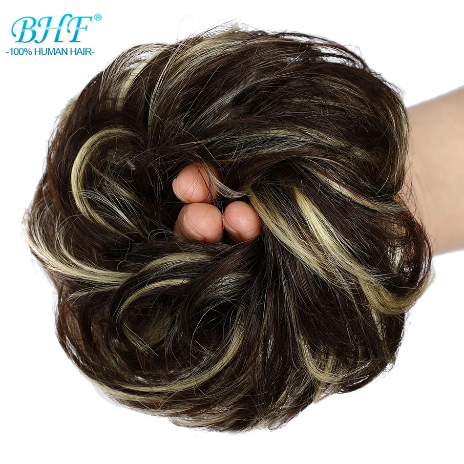 BHF Human Hair Buns Ponytail Hairpiece European Hair Pieces Bun For Women Scrunchies Updos Donut Chignon 100% Human Hair - Image 14