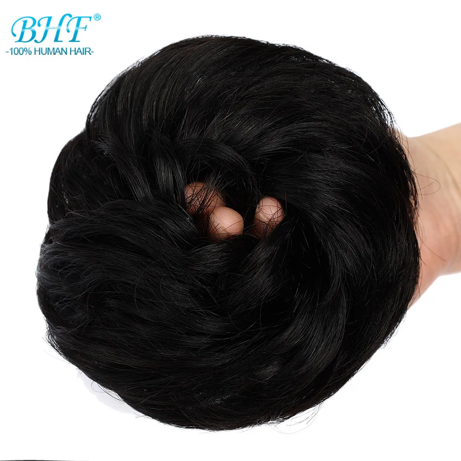 BHF Human Hair Buns Ponytail Hairpiece European Hair Pieces Bun For Women Scrunchies Updos Donut Chignon 100% Human Hair - Image 7