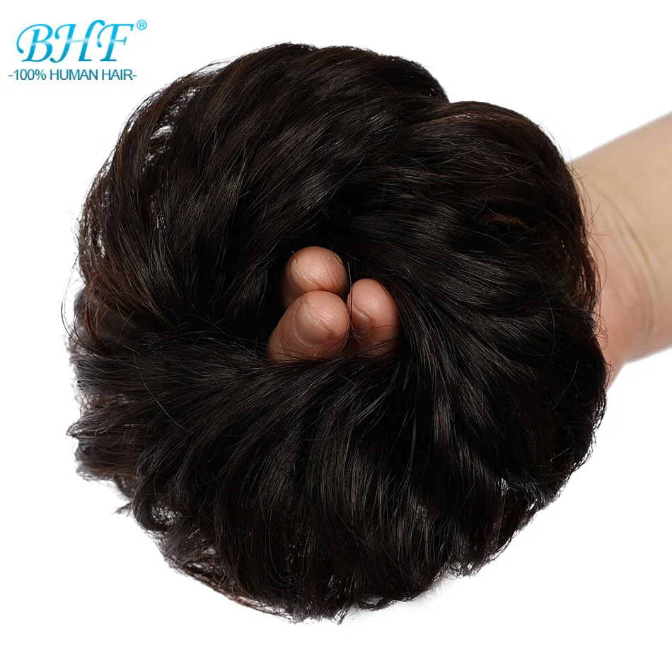 BHF Human Hair Buns Ponytail Hairpiece European Hair Pieces Bun For Women Scrunchies Updos Donut Chignon 100% Human Hair - Image 19