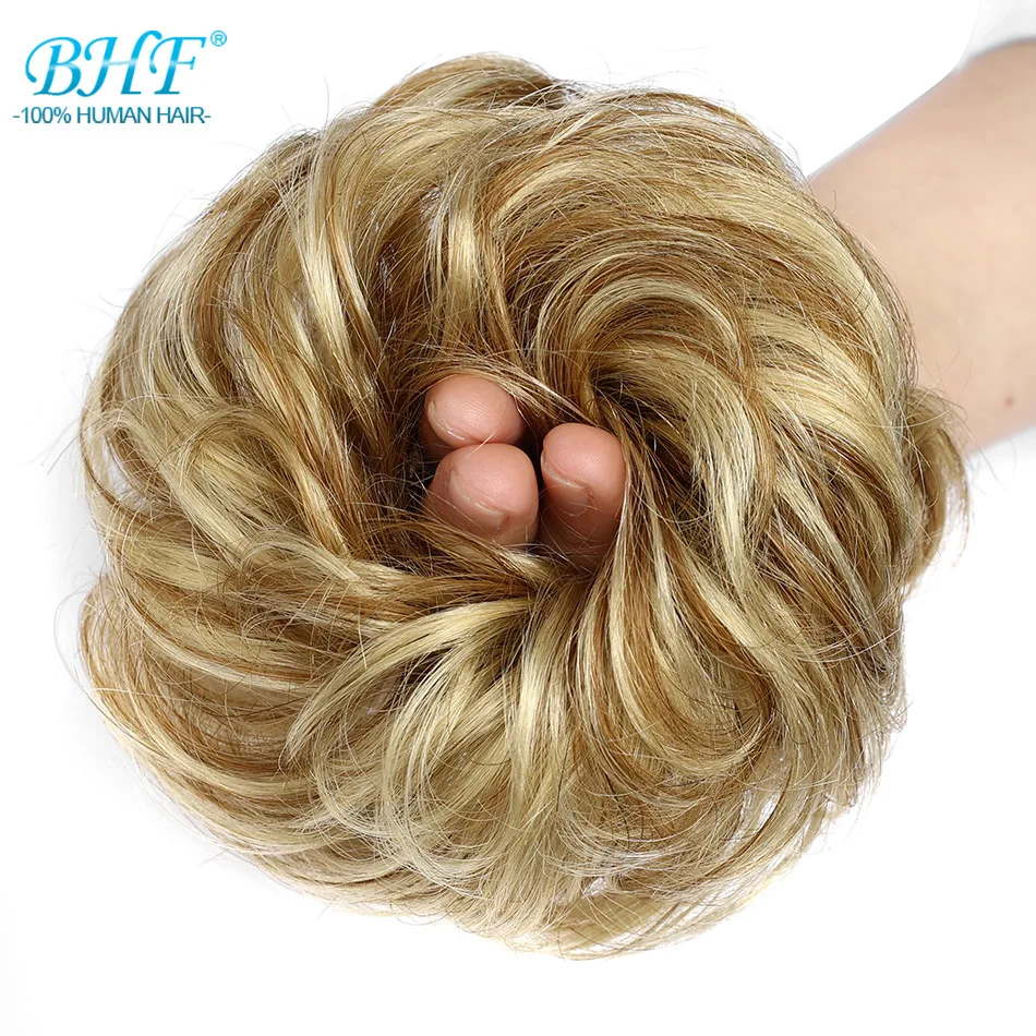 BHF Human Hair Buns Ponytail Hairpiece European Hair Pieces Bun For Women Scrunchies Updos Donut Chignon 100% Human Hair - Image 30