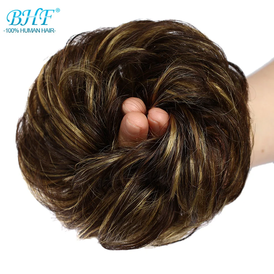 BHF Human Hair Buns Ponytail Hairpiece European Hair Pieces Bun For Women Scrunchies Updos Donut Chignon 100% Human Hair - Image 25
