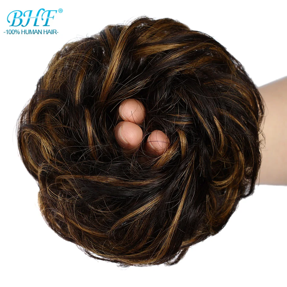 BHF Human Hair Buns Ponytail Hairpiece European Hair Pieces Bun For Women Scrunchies Updos Donut Chignon 100% Human Hair - Image 23