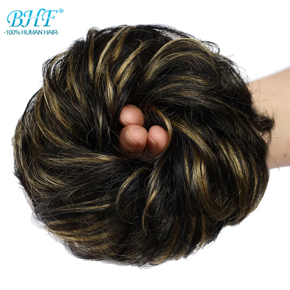 BHF Human Hair Buns Ponytail Hairpiece European Hair Pieces Bun For Women Scrunchies Updos Donut Chignon 100% Human Hair - Image 22