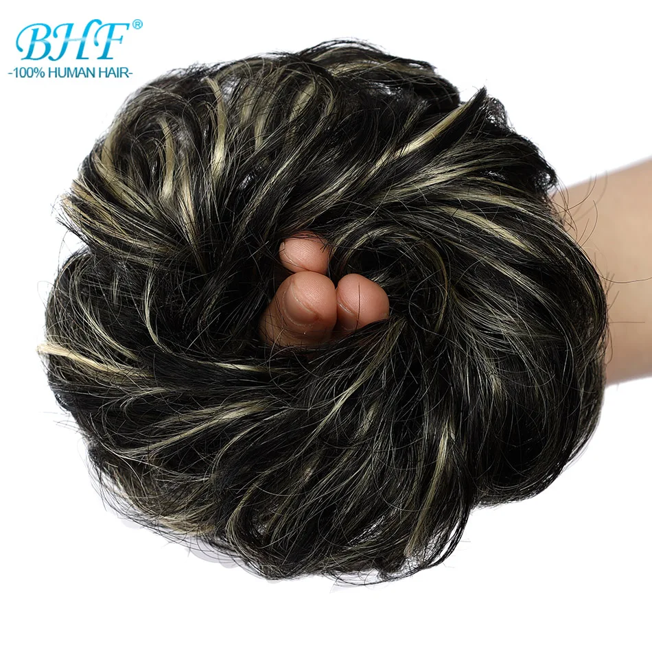 BHF Human Hair Buns Ponytail Hairpiece European Hair Pieces Bun For Women Scrunchies Updos Donut Chignon 100% Human Hair - Image 21