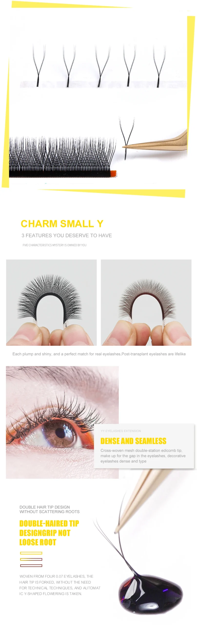 DeceMars YY Shape Black Brown Eyelashes Extensions Two Tip Lashes C/D Curl High Quality Idividual - Image 11