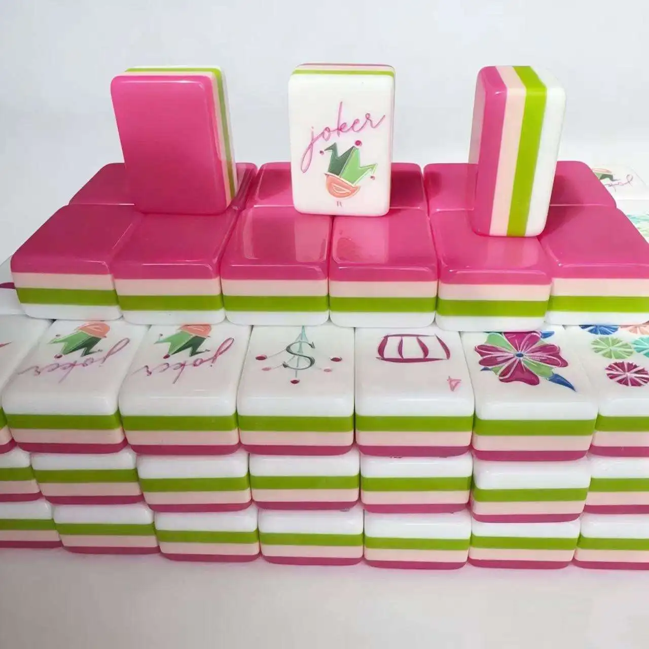 US Stock Free Shipping Custom Modern American Mah Jongg Set 160 Tiles 4-Layer RED Acrylic Eco-Friendly Luxury Mahjong