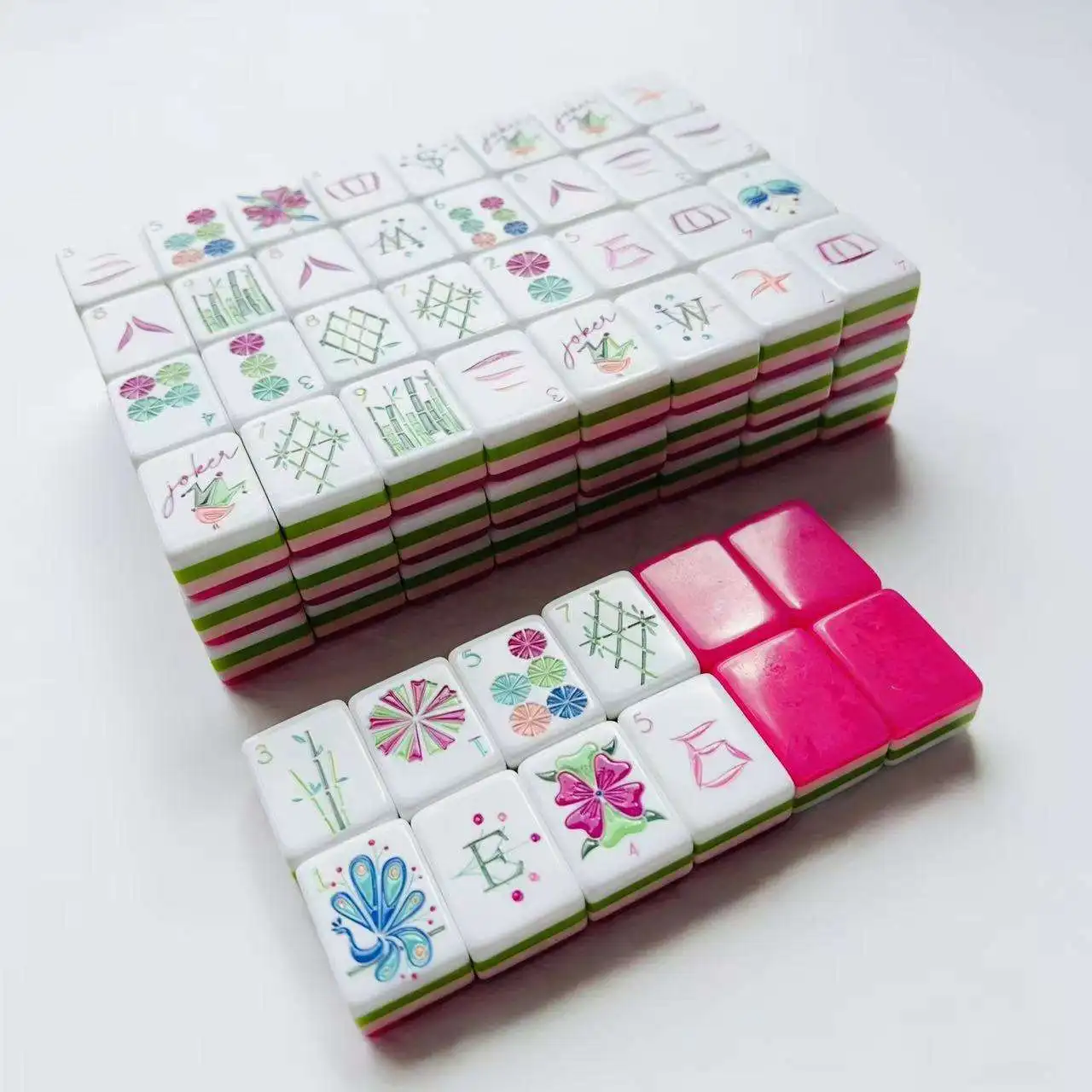 US Stock Free Shipping Custom Modern American Mah Jongg Set 160 Tiles 4-Layer RED Acrylic Eco-Friendly Luxury Mahjong - Image 5