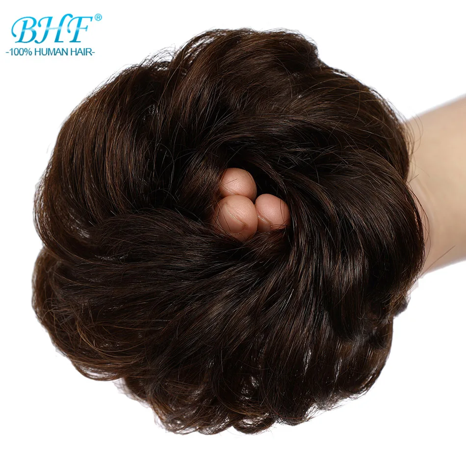 BHF Human Hair Buns Ponytail Hairpiece European Hair Pieces Bun For Women Scrunchies Updos Donut Chignon 100% Human Hair - Image 20