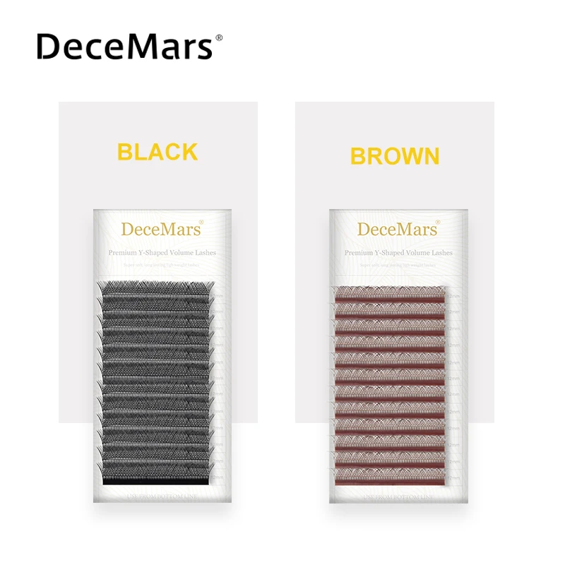 DeceMars YY Shape Black Brown Eyelashes Extensions Two Tip Lashes C/D Curl High Quality Idividual - Image 2