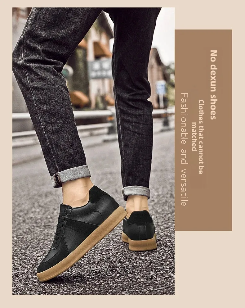 Fall Winter Invisible Heightening Men's Shoes 8cm Leisure Sports Shoes Fashionable Retro Men's Sneakers Breathable Leather - Image 40