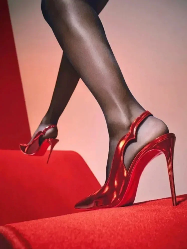 2026 New Pointed Naked High Heels for Women, Fine Heels, Lacquered Leather Headbands, Air Quality Ladies Sandals 33-46 - Image 3