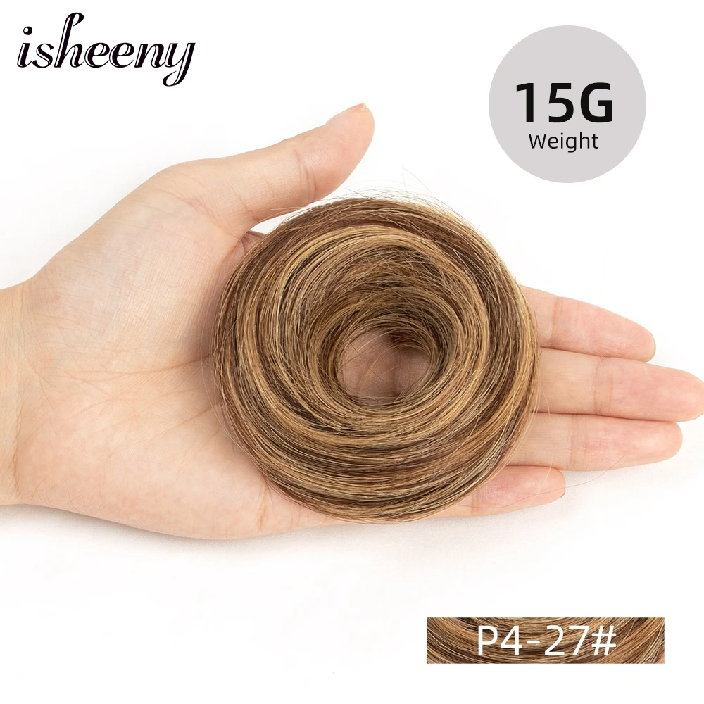 Isheeny Blonde Human Hair Buns Chignon Updo Donut Wrap Ponytail Hair Extensions Remy Hairpiece Real Natural Human Hair 11 Color - Image 16