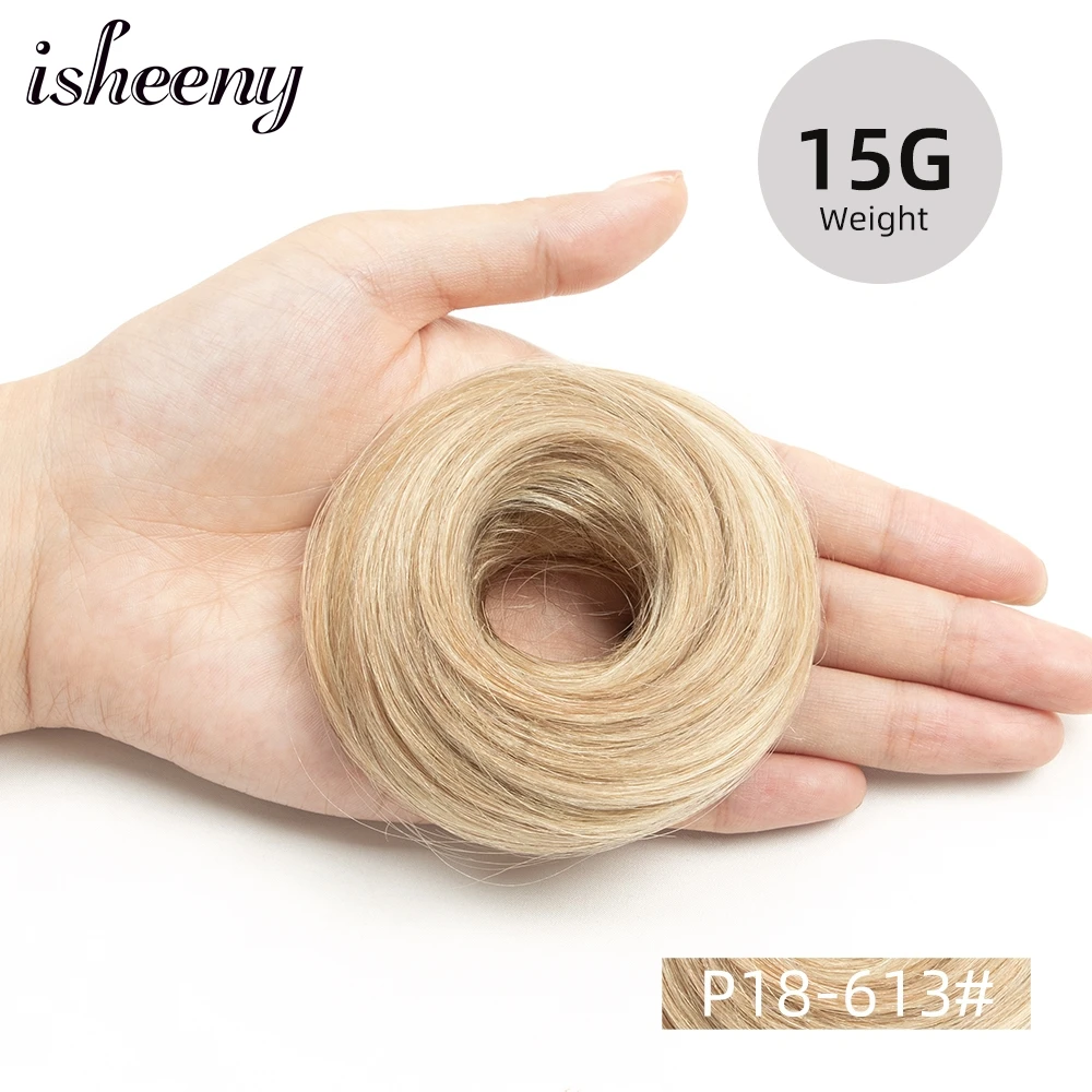 Isheeny Blonde Human Hair Buns Chignon Updo Donut Wrap Ponytail Hair Extensions Remy Hairpiece Real Natural Human Hair 11 Color - Image 14