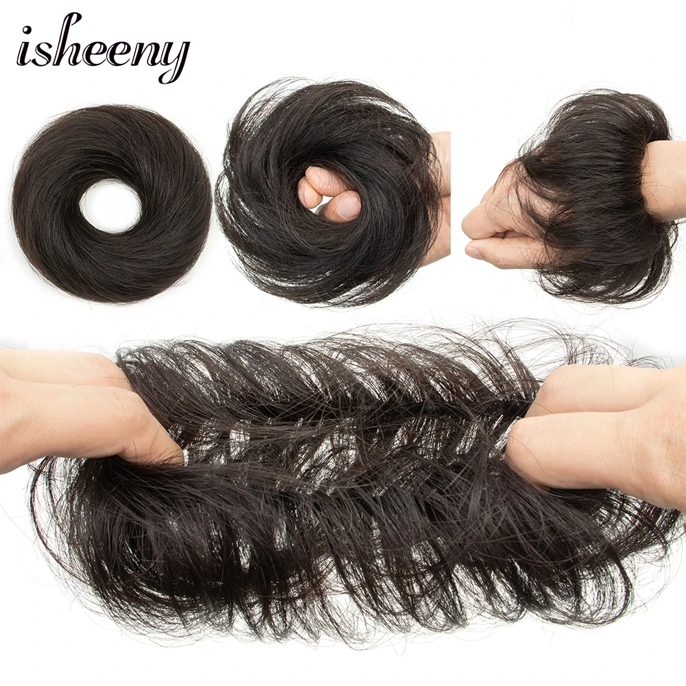 Isheeny Blonde Human Hair Buns Chignon Updo Donut Wrap Ponytail Hair Extensions Remy Hairpiece Real Natural Human Hair 11 Color - Image 21