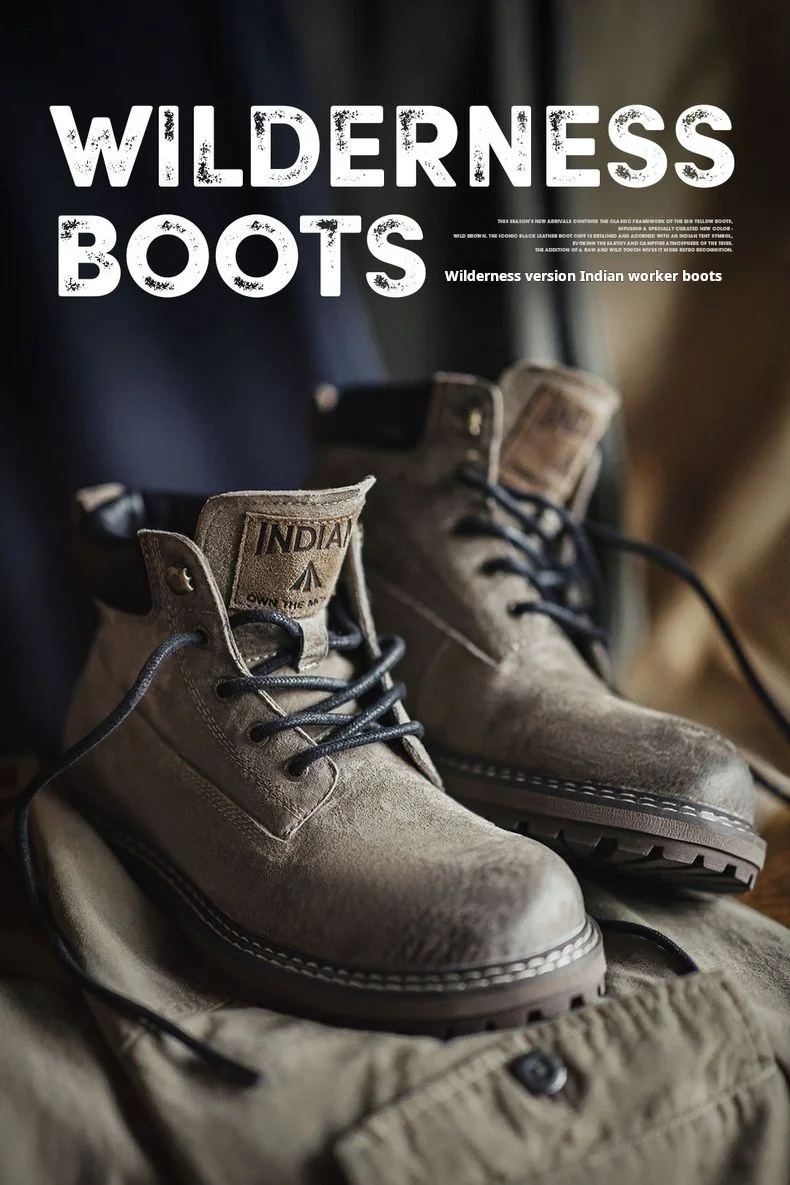 Maden Men's Retro Full Grain Pigskin High Top Work Boots Casual Lace-Up Desert Boots Genuine Leather Ankle Boots for Fall Winter - Image 24
