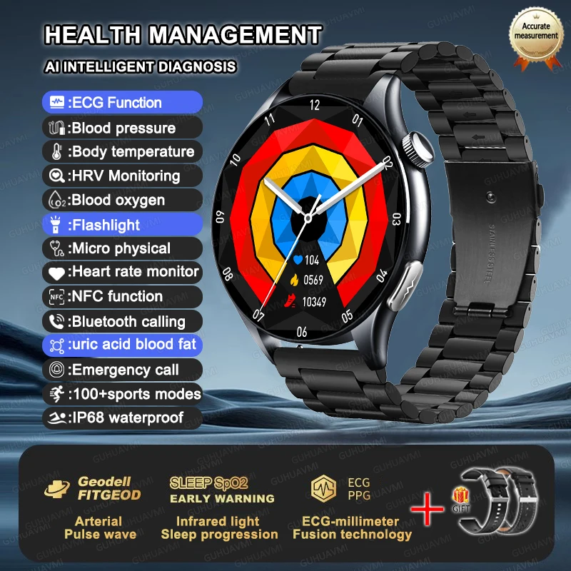 2025 New NFC+ECG+PPG Health Smart Watch BMI Fat Heart Rate Blood Pressure Watch 380mAh BT Call IP68 Waterproof Sports Bracelet - Image 7
