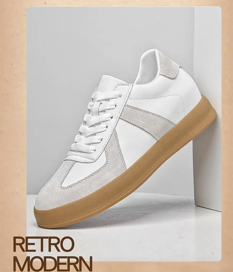 Fall Winter Invisible Heightening Men's Shoes 8cm Leisure Sports Shoes Fashionable Retro Men's Sneakers Breathable Leather - Image 45