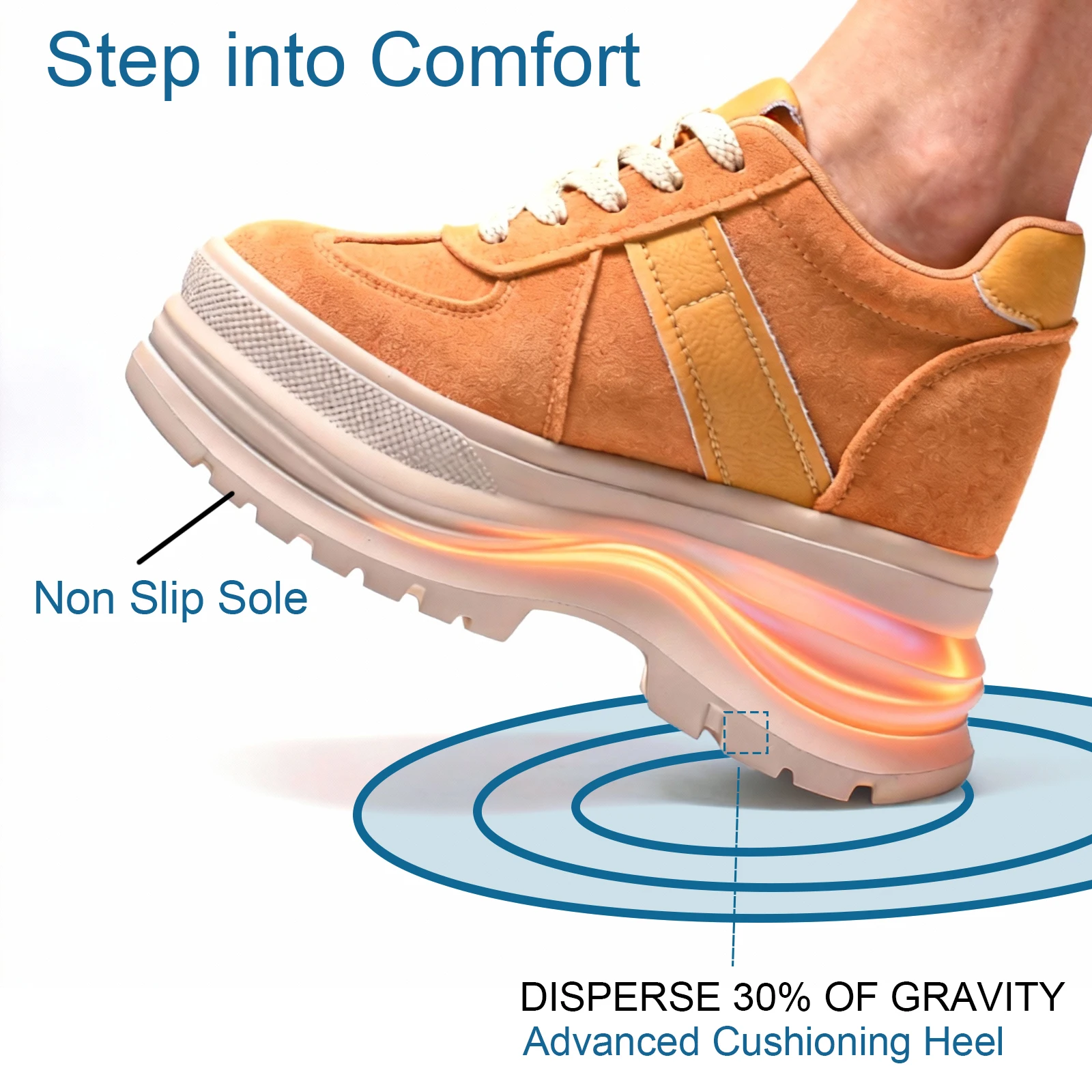 Fujin Chunky Platform Sneakers for Fall Spring 5 Inch Heel Height Genuine Leather Suede Elevator Shoes for Petite Women New - Image 5