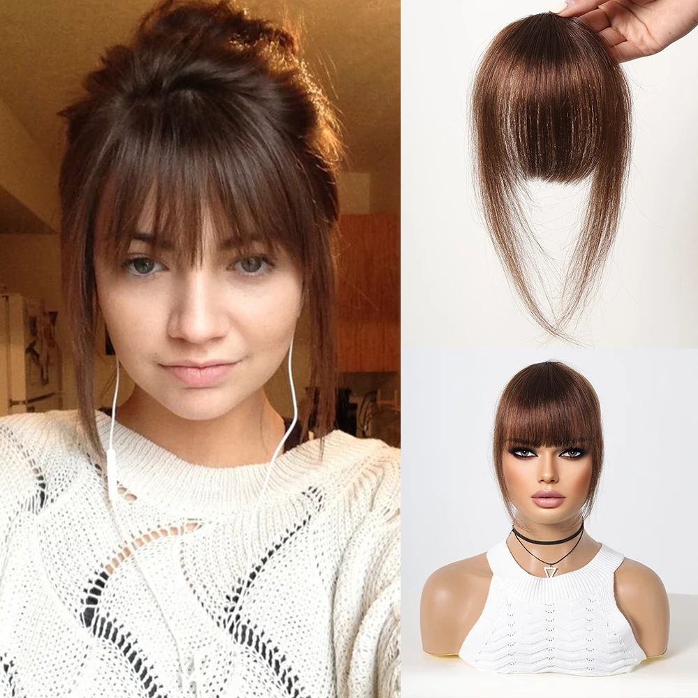 100% Human Hair Bangs Clips in Air Fringe Bangs Hairpiece for Women Platinum Blonde Remy Human Hair Bangs Hair Extension 4.5inch - Image 29