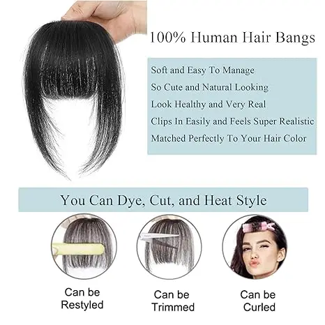 100% Human Hair Bangs Clips in Air Fringe Bangs Hairpiece for Women Platinum Blonde Remy Human Hair Bangs Hair Extension 4.5inch - Image 12