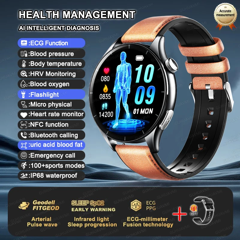 2025 New NFC+ECG+PPG Health Smart Watch BMI Fat Heart Rate Blood Pressure Watch 380mAh BT Call IP68 Waterproof Sports Bracelet - Image 13