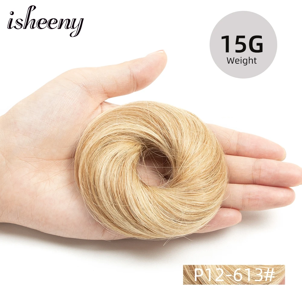 Isheeny Blonde Human Hair Buns Chignon Updo Donut Wrap Ponytail Hair Extensions Remy Hairpiece Real Natural Human Hair 11 Color - Image 15