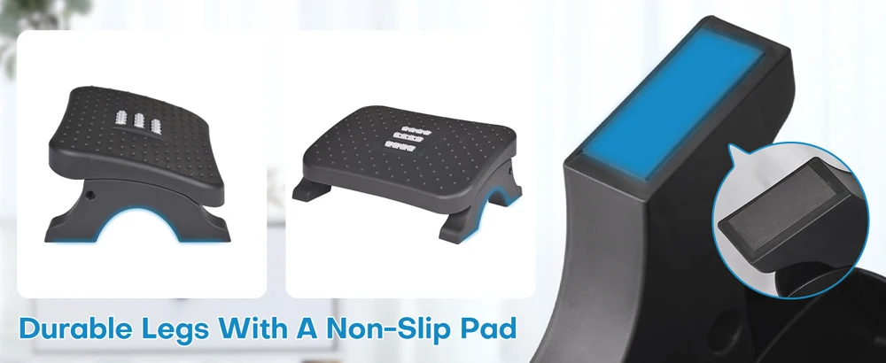 Ergonomic Under Desk Footrest with Massage Rollers120Lbs Capacity, Adjustable Height, Pain Relief for Office & Home - Image 9