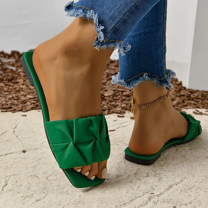 Women's Sandals Fashion Square Head Summer Shoes For Women Flat Sandals Korean Style Slippers Summer Sandalias De Mujer Footwear - Image 18