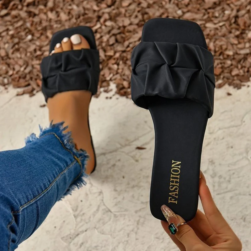 Women's Sandals Fashion Square Head Summer Shoes For Women Flat Sandals Korean Style Slippers Summer Sandalias De Mujer Footwear - Image 11