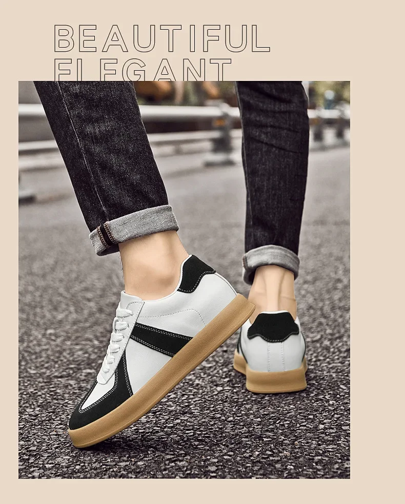 Fall Winter Invisible Heightening Men's Shoes 8cm Leisure Sports Shoes Fashionable Retro Men's Sneakers Breathable Leather - Image 38