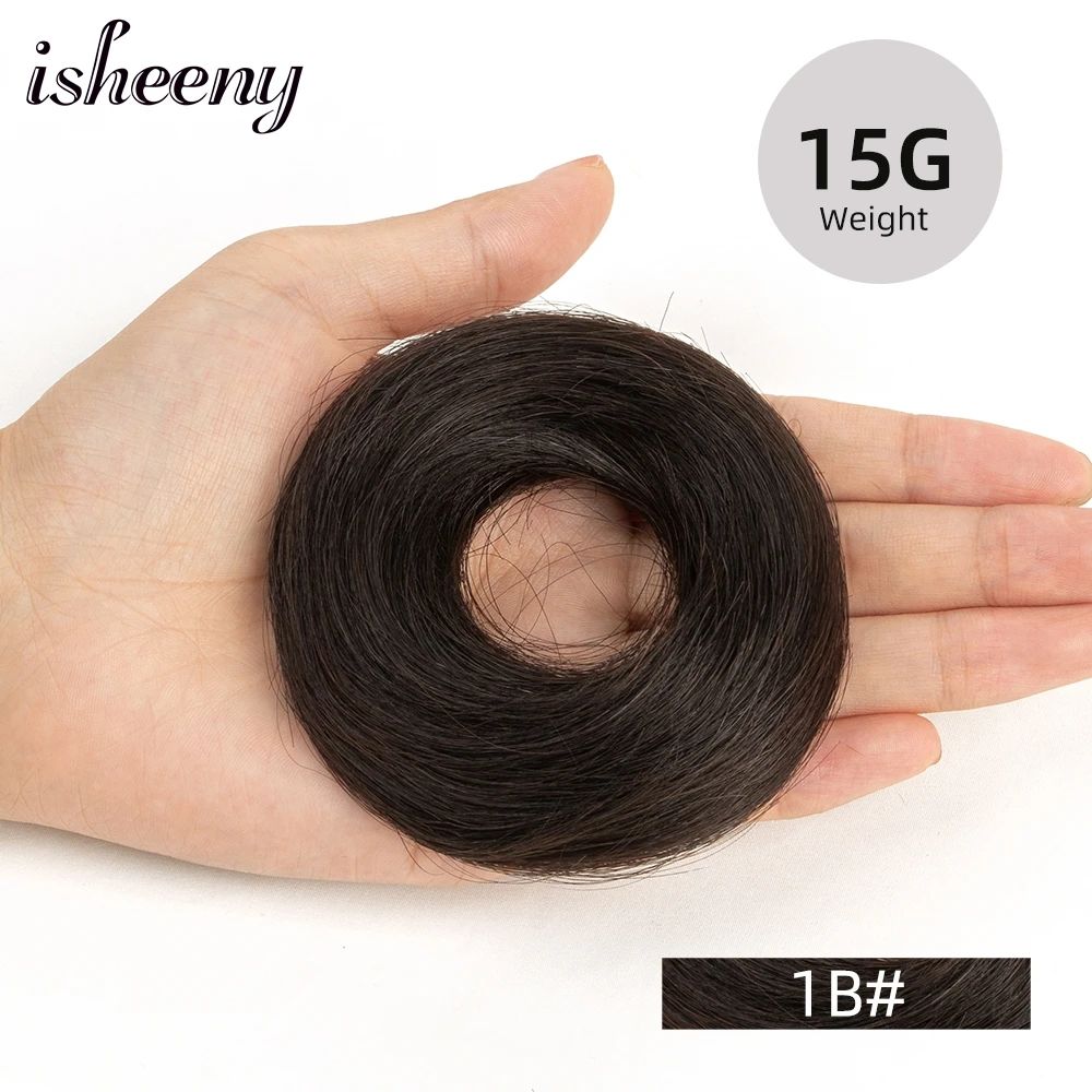 Isheeny Blonde Human Hair Buns Chignon Updo Donut Wrap Ponytail Hair Extensions Remy Hairpiece Real Natural Human Hair 11 Color - Image 9