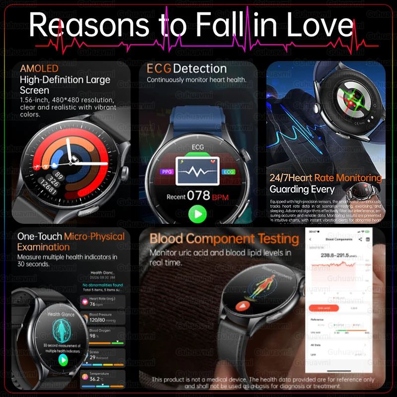 2025 New NFC+ECG+PPG Health Smart Watch BMI Fat Heart Rate Blood Pressure Watch 380mAh BT Call IP68 Waterproof Sports Bracelet - Image 2
