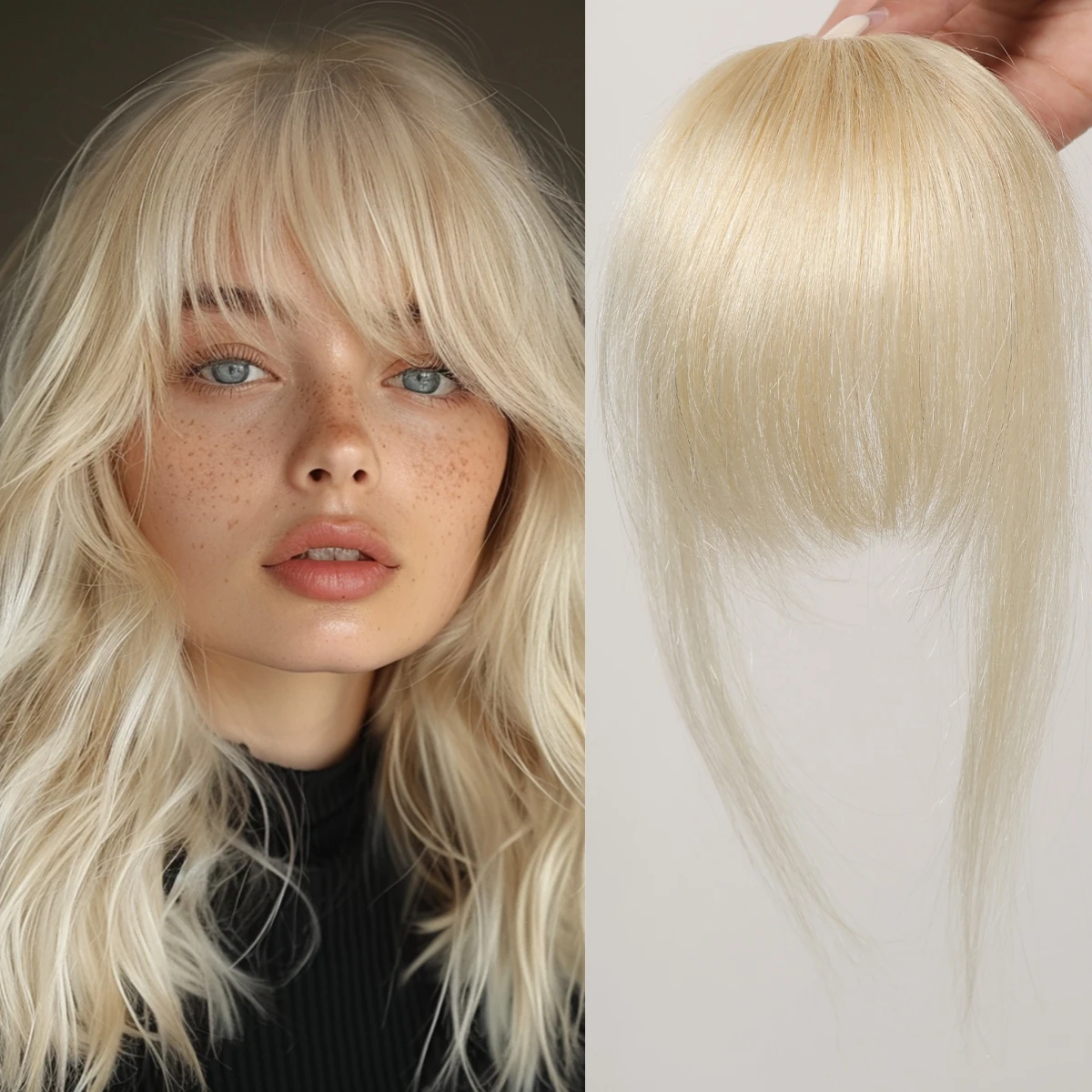 100% Human Hair Bangs Clips in Air Fringe Bangs Hairpiece for Women Platinum Blonde Remy Human Hair Bangs Hair Extension 4.5inch - Image 31
