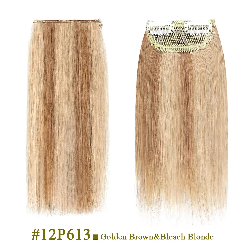 S-noilte 1pc Straight Clip in Hair Extensions Human Hair Side Head 8inch 12inch Black Brown Women Fake Hairpiece Platinum Blonde - Image 7