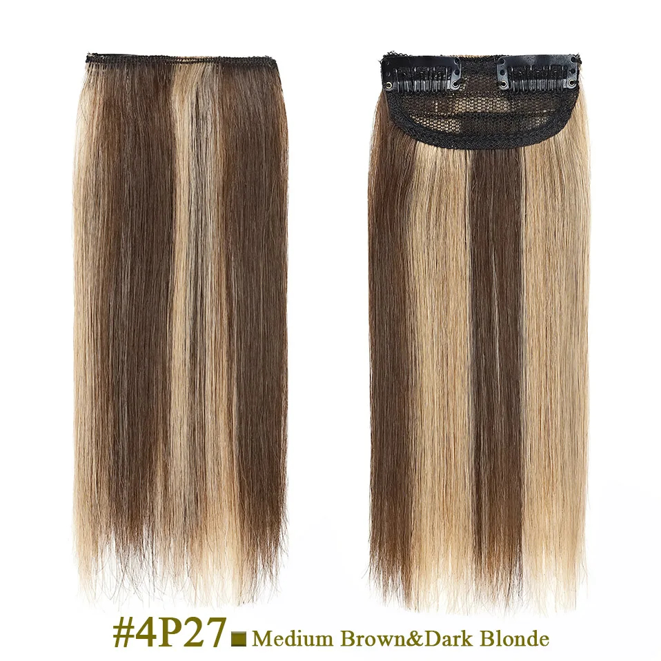 S-noilte 1pc Straight Clip in Hair Extensions Human Hair Side Head 8inch 12inch Black Brown Women Fake Hairpiece Platinum Blonde - Image 9