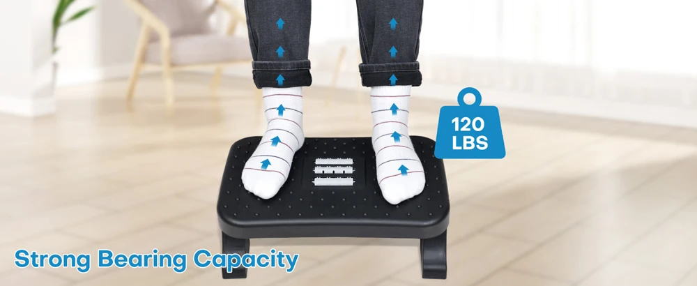 Ergonomic Under Desk Footrest with Massage Rollers120Lbs Capacity, Adjustable Height, Pain Relief for Office & Home - Image 11