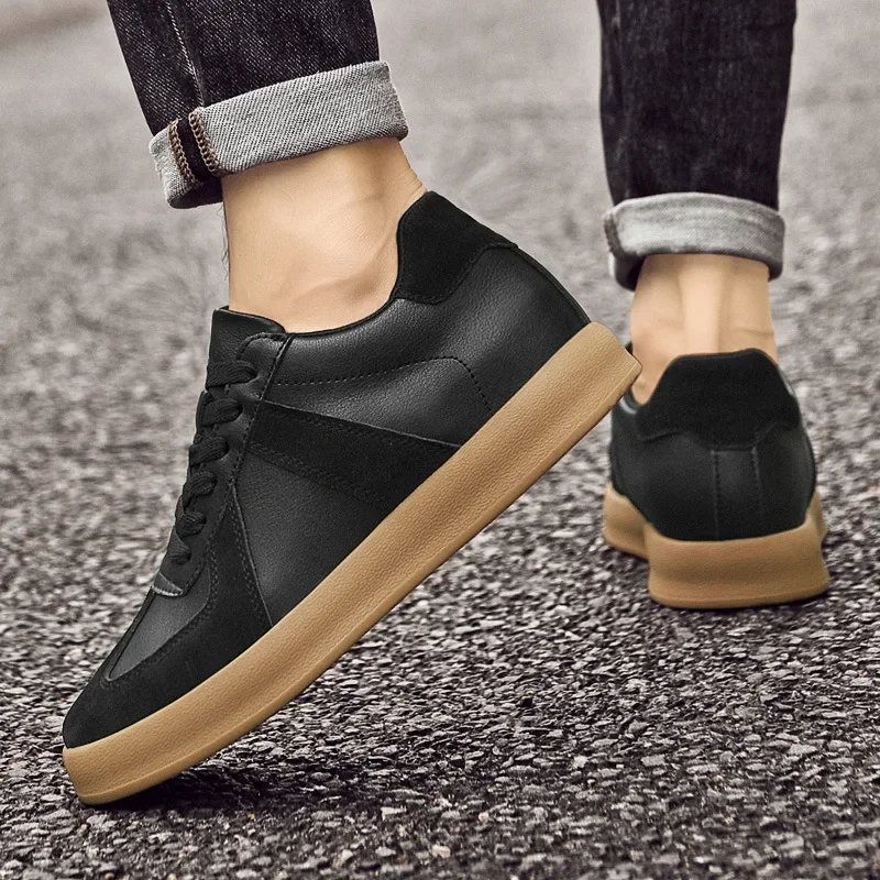 Fall Winter Invisible Heightening Men's Shoes 8cm Leisure Sports Shoes Fashionable Retro Men's Sneakers Breathable Leather - Image 3