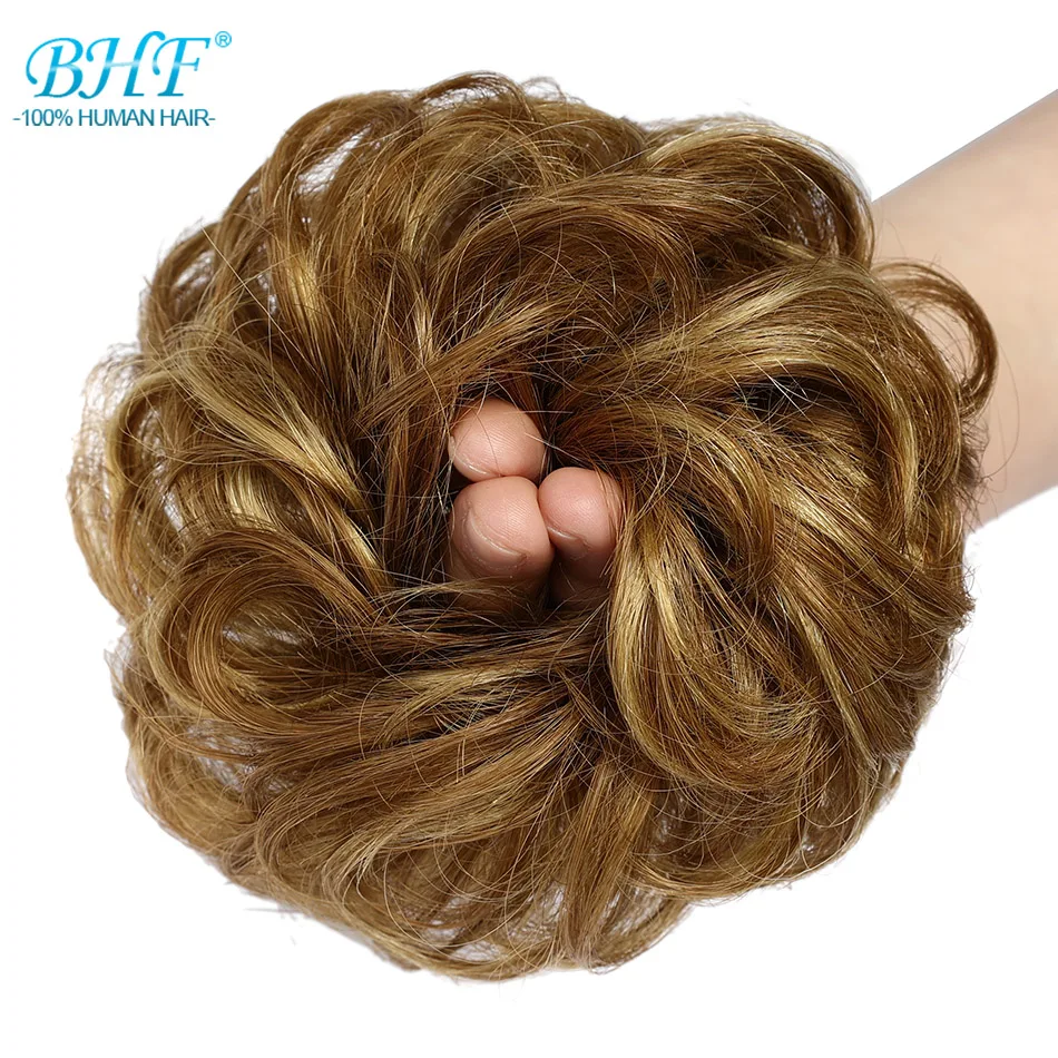 BHF Human Hair Buns Ponytail Hairpiece European Hair Pieces Bun For Women Scrunchies Updos Donut Chignon 100% Human Hair - Image 12
