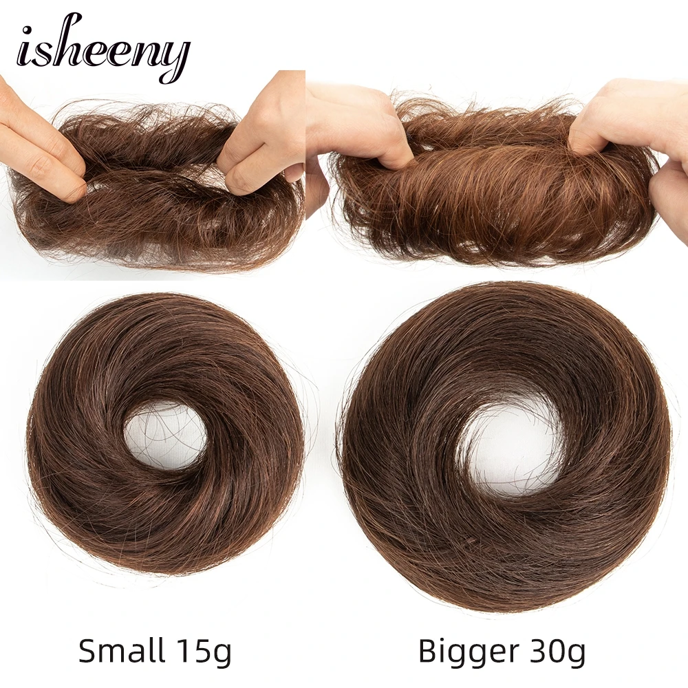 Isheeny Blonde Human Hair Buns Chignon Updo Donut Wrap Ponytail Hair Extensions Remy Hairpiece Real Natural Human Hair 11 Color - Image 17