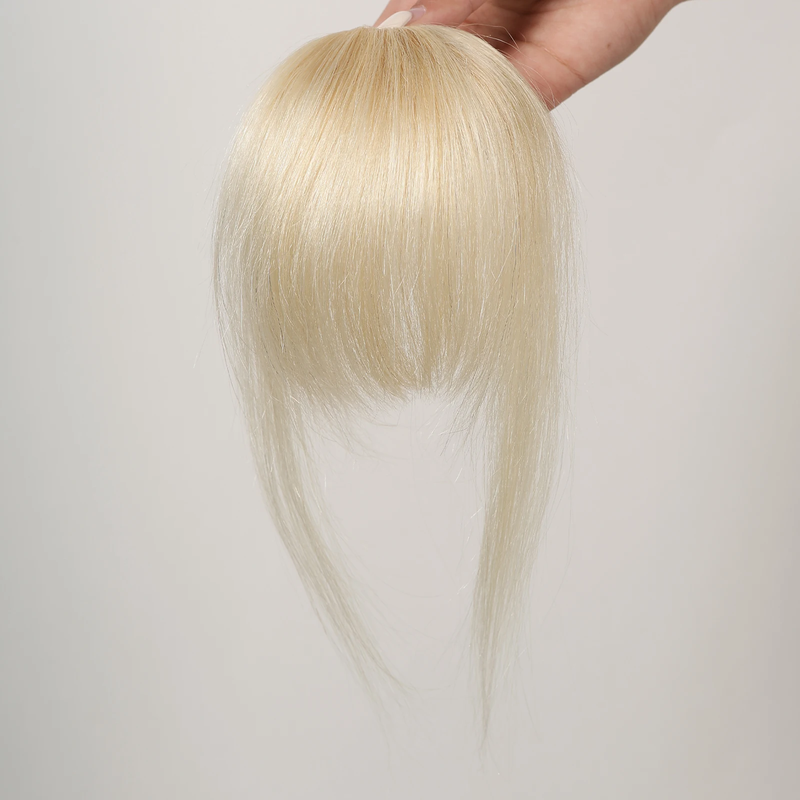 100% Human Hair Bangs Clips in Air Fringe Bangs Hairpiece for Women Platinum Blonde Remy Human Hair Bangs Hair Extension 4.5inch - Image 3