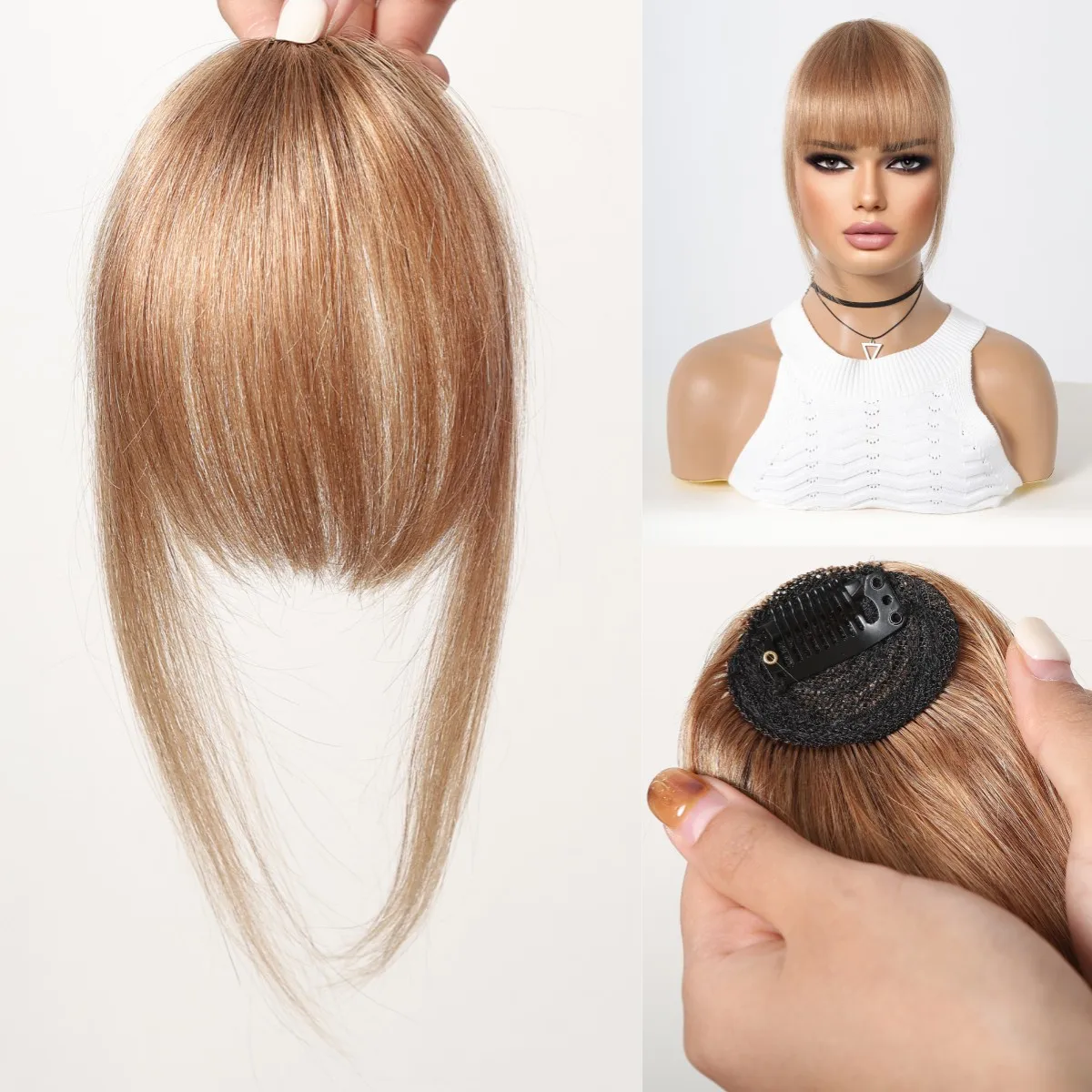 100% Human Hair Bangs Clips in Air Fringe Bangs Hairpiece for Women Platinum Blonde Remy Human Hair Bangs Hair Extension 4.5inch - Image 23