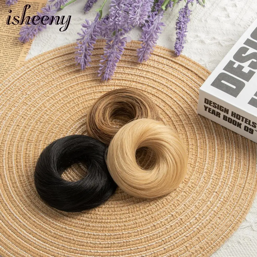 Isheeny Blonde Human Hair Buns Chignon Updo Donut Wrap Ponytail Hair Extensions Remy Hairpiece Real Natural Human Hair 11 Color - Image 4
