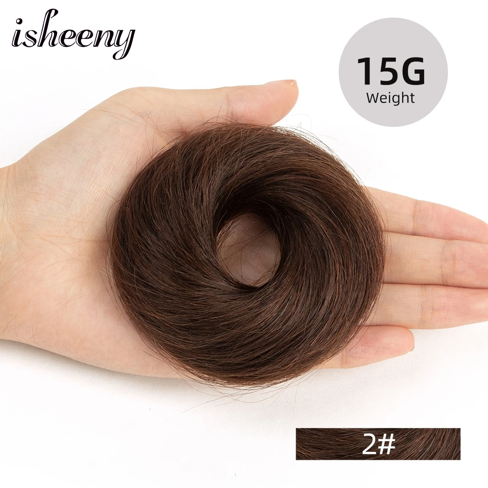Isheeny Blonde Human Hair Buns Chignon Updo Donut Wrap Ponytail Hair Extensions Remy Hairpiece Real Natural Human Hair 11 Color - Image 8
