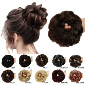 BHF Human Hair Buns Ponytail Hairpiece European Hair Pieces Bun For Women Scrunchies Updos Donut Chignon 100% Human Hair