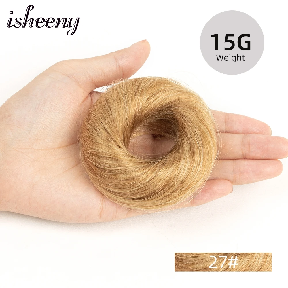 Isheeny Blonde Human Hair Buns Chignon Updo Donut Wrap Ponytail Hair Extensions Remy Hairpiece Real Natural Human Hair 11 Color - Image 12